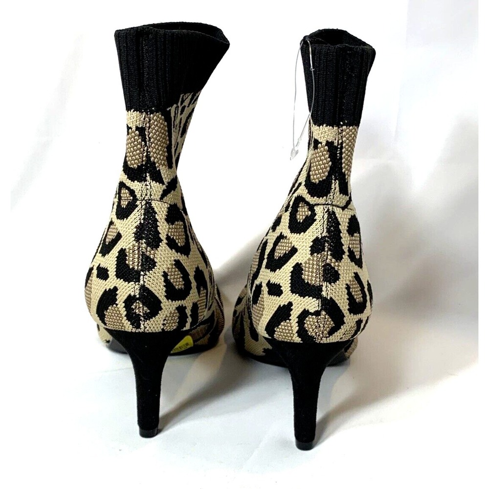 NEW MIA Leopard Print Sock Booties Womens Size 9 Pointy Toe Heel Stretch MISTI - Picture 5 of 7